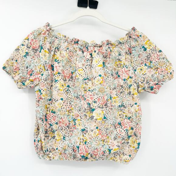 Solitaire Womens Boho Cottagecore Eyelet Off Shoulder Crop Top Blouse Size M - Picture 7 of 7